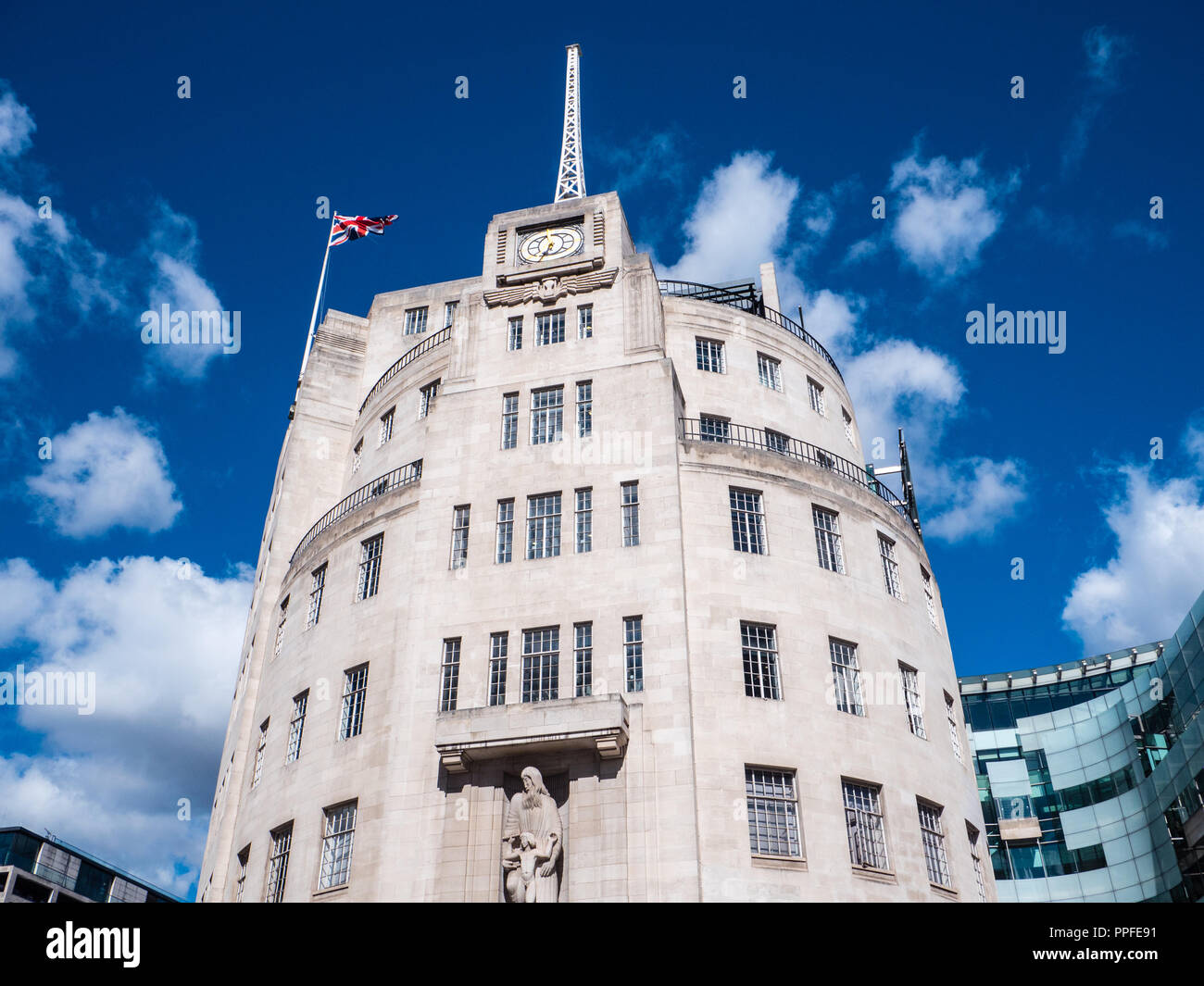 Alte Broadcasting House, Broadcasting House, BBC Television Centre, Portland Place, Marylebone, London, England, UK, GB. Stockfoto