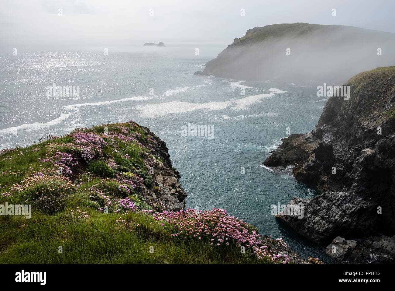 Meer Nebel bei Trevose Head, in der Nähe von Padstow Cornwall Stockfoto