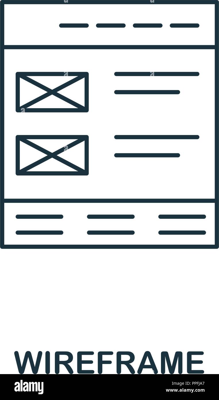 Drahtmodell Umrisse Symbol. Premium Design von web development Sammlung. UX und UI. Pixel Perfect Drahtmodell angezeigt. Für Web-Design, Anwendungen, Software, drucken Stock Vektor