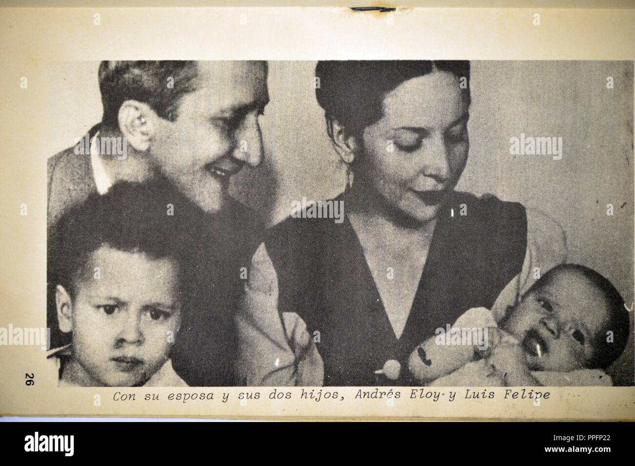 Andres Eloy Blanco Familie, Archivierung Fotos von 'trazos de una vida' Buch Stockfoto