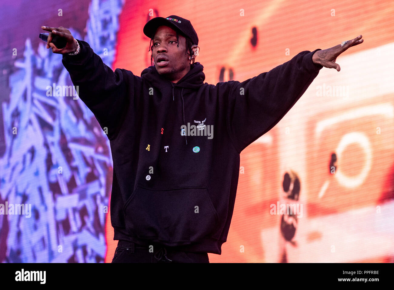 Leeds Festival - Tag 2 - Auftritte mit: Travis Scott Wo: Leeds, Großbritannien Wann: 25 Aug 2018 Quelle: WENN.com Stockfoto