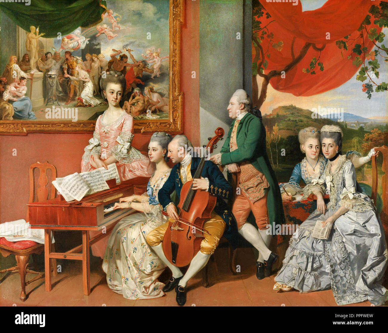 Johann Zoffany - Die Gore Familie mit George, 3rd Earl Cowper. Circa 1775. Öl auf Leinwand. Yale Center für British Art, New Haven, USA. Stockfoto