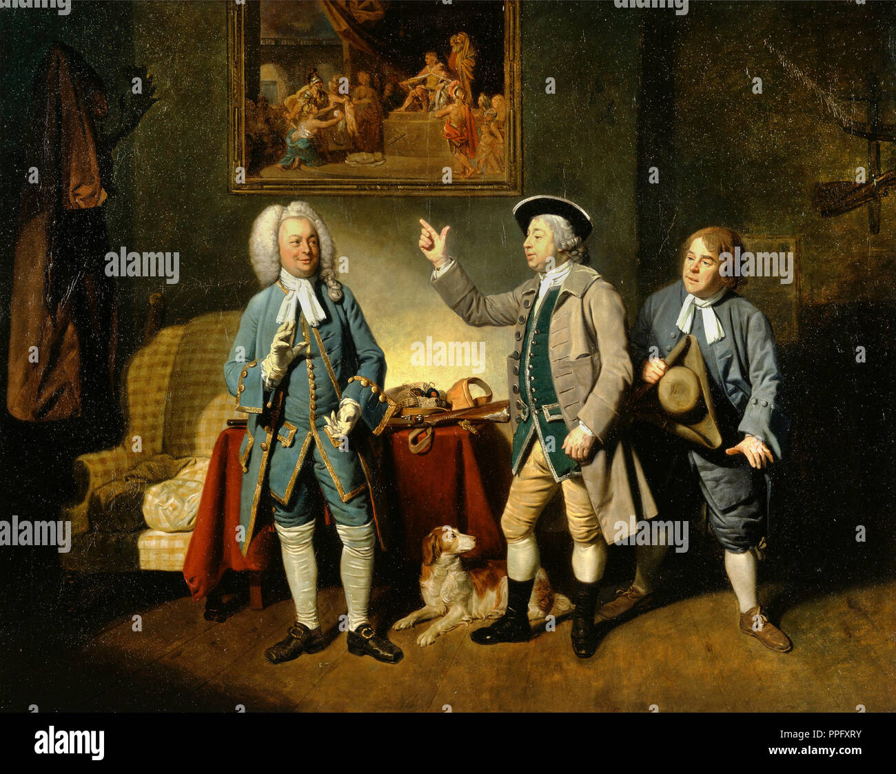 Johann Zoffany - Edward Shuter, Johannes Bart, und John dunstall in Isaak Bickerstaffe der 'Liebe in einem Dorf". 1767, Öl auf Leinwand. Yale Center für Britische Stockfoto