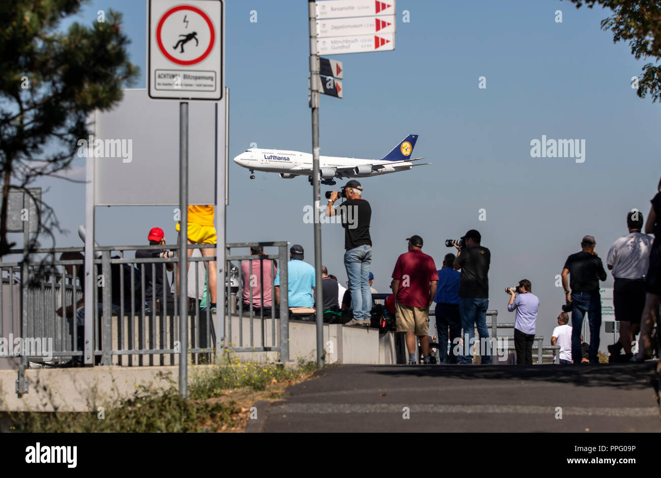 Flughafen Frankfurt/Main, FRA, Fraport, Lufthansa Boeing 747 Jumbo Jet, nähert sich, Flugzeug Spotter, Stockfoto