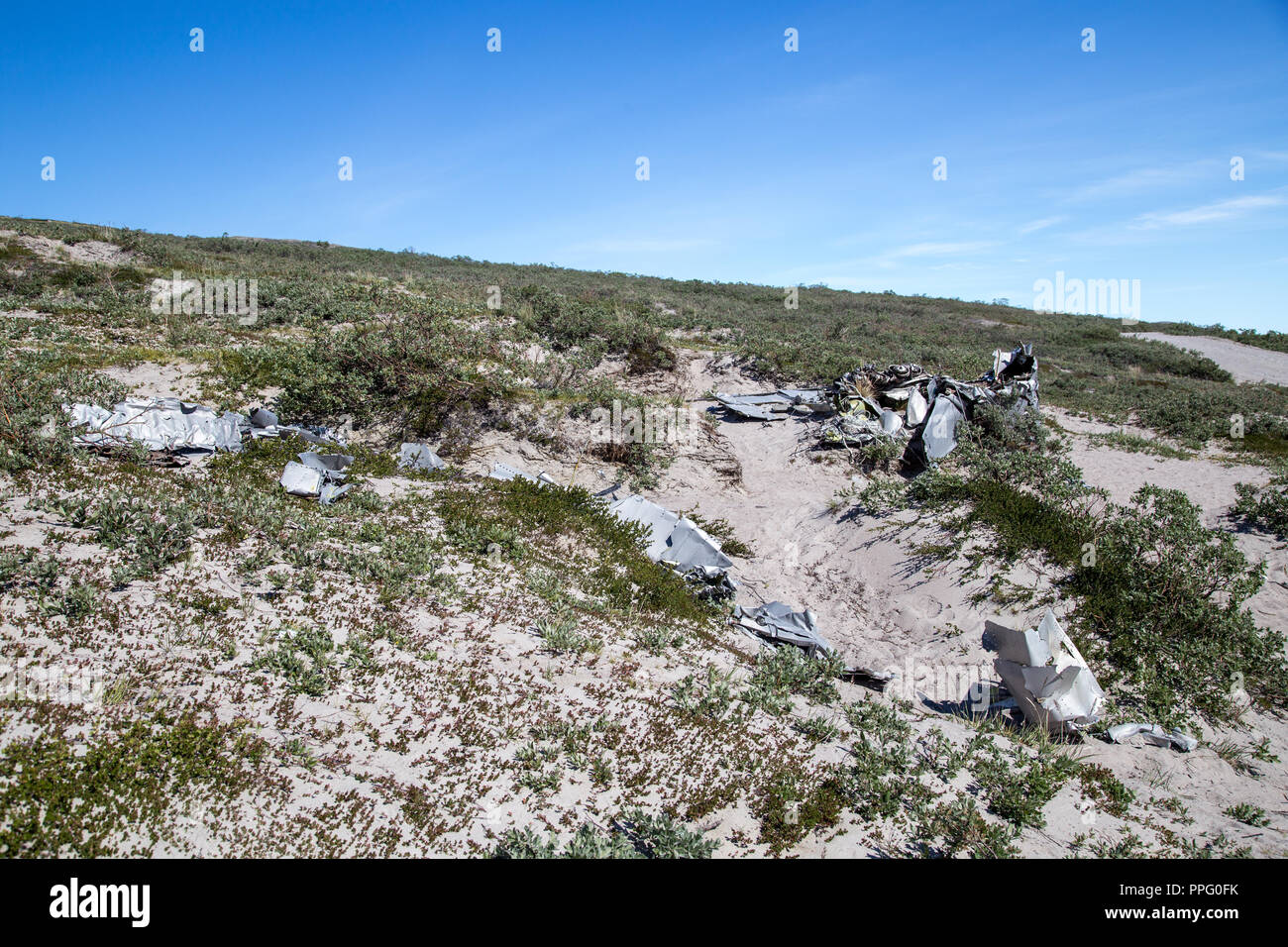 Flugzeug Wrack in Kangerlussuaq, Grönland Stockfoto