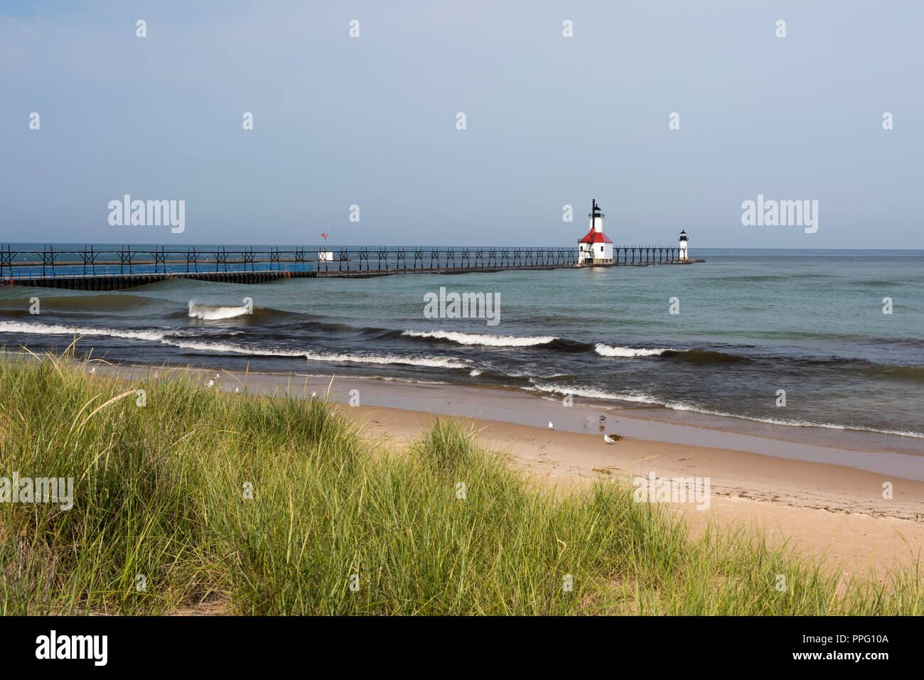 St. Joseph North Pier äußeren Leuchtturm Lake Michigan Stockfoto