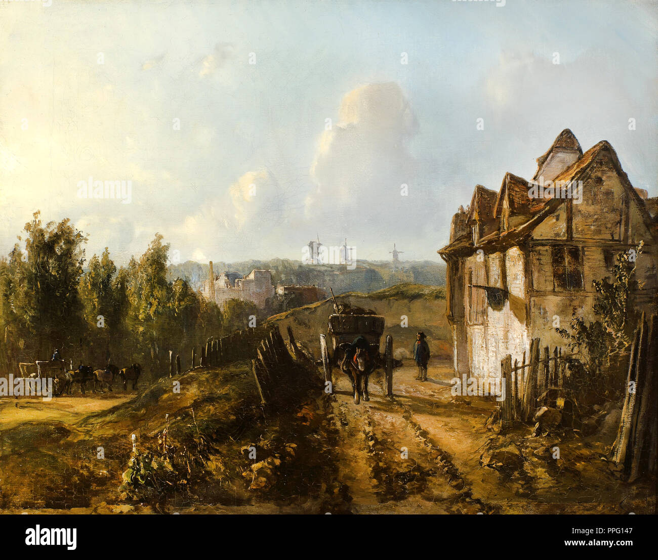 Johan Jongkind - Blick auf Montmartre. Circa 1850. Öl auf Leinwand. Das Museum Boijmans Van Beuningen, Rotterdam, Niederlande. Stockfoto