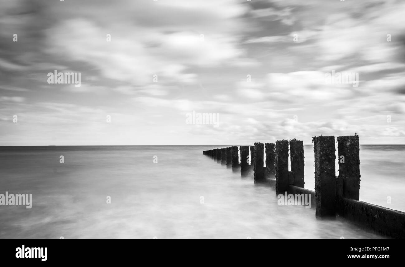 Lange Belichtung auf Bridlington Beach Stockfoto
