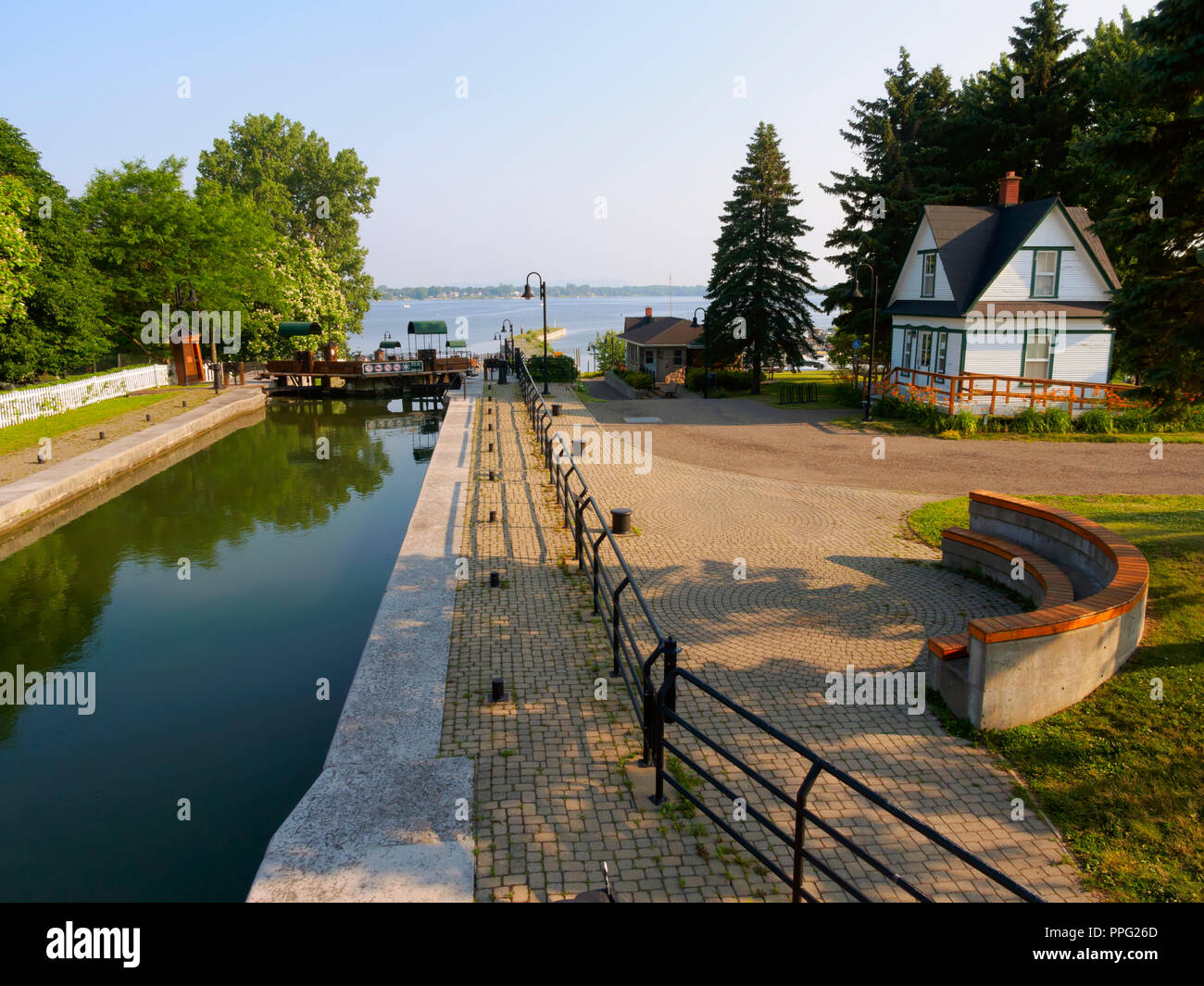 Lock 3, Chambly Canal, Chambly, Quebec. Drei sperren Treppe nimmt