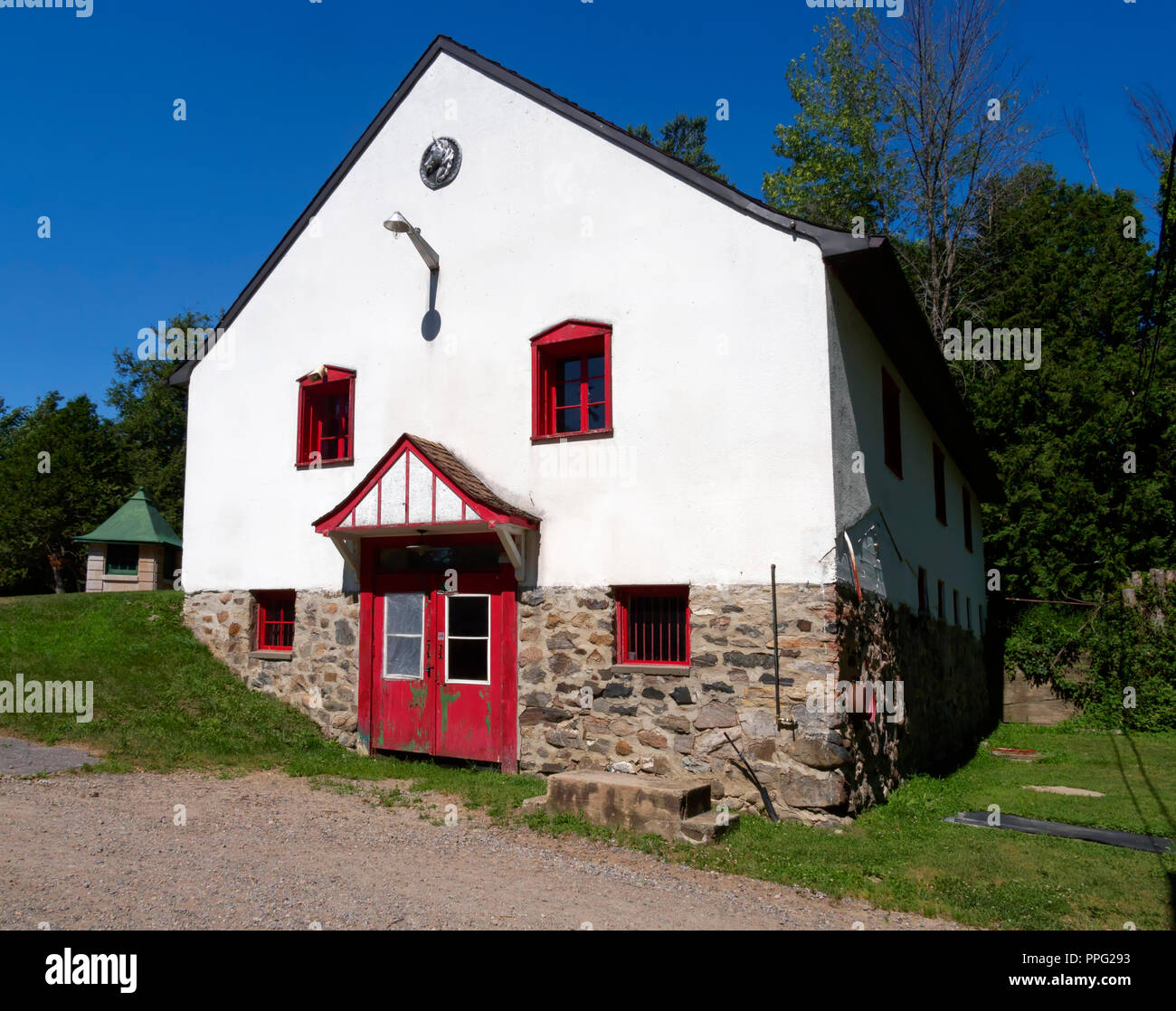 Alte Ställe, Chateau Montebello, Quebec Stockfoto