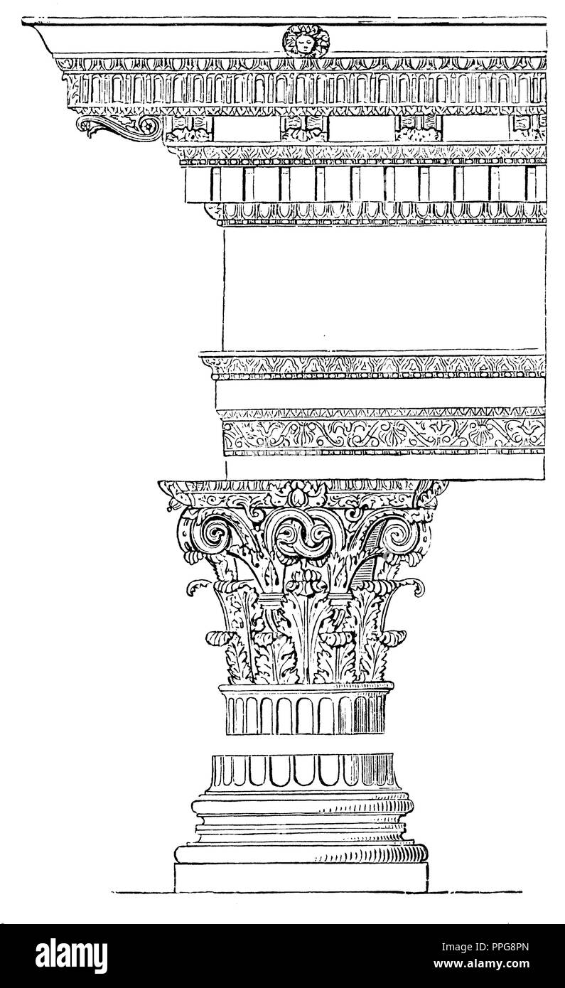 Korinthische Ordnung aus der Tempel des Jupiter Stator nach Rom, anonym 1896 Stockfoto