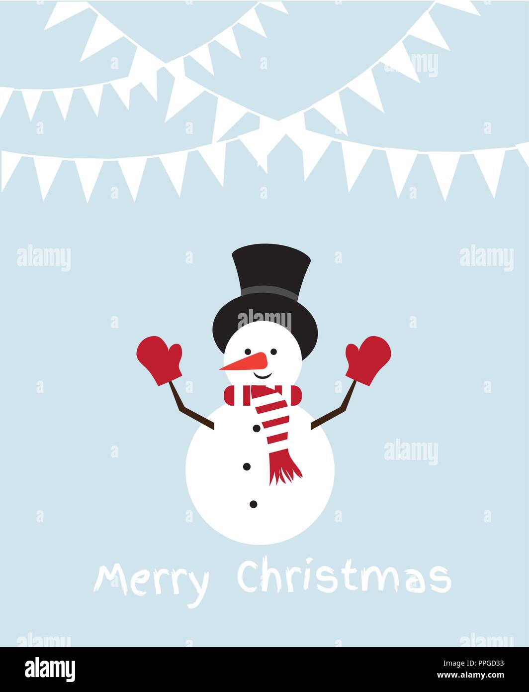 Vector Illustration eines lustigen Schneemann. Weihnachten, Neujahr Hintergrund. Stock Vektor