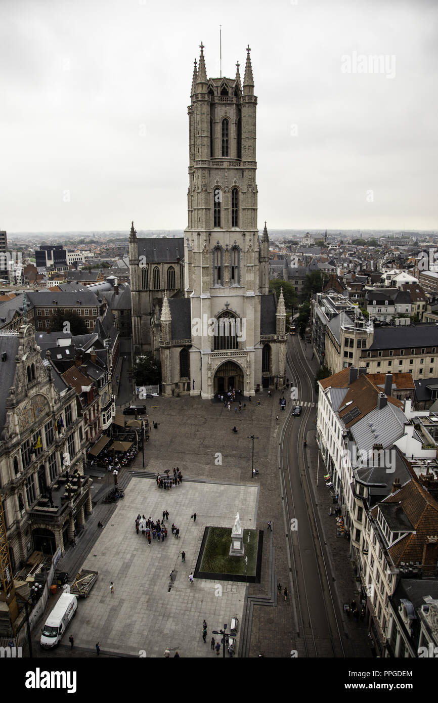 Anzeigen von Gent von der Höhe, Detail von Belgien, Tourismus Stockfoto