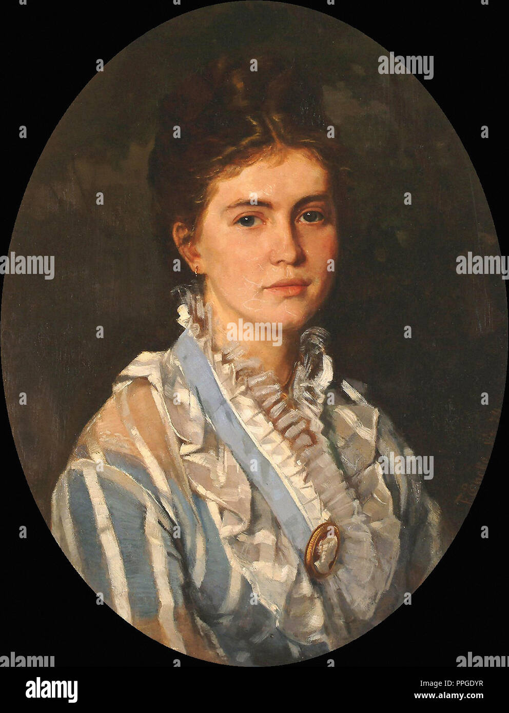 Encke Fedor - Porträt einer Dame trägt einen Cameo Brosche Stockfoto