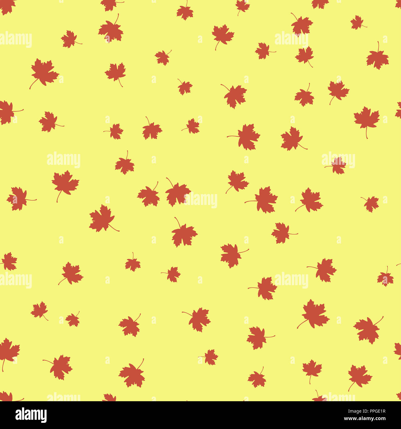 Maple Leaf red nahtlose Muster. Abbildung. Gelber Hintergrund. Stockfoto