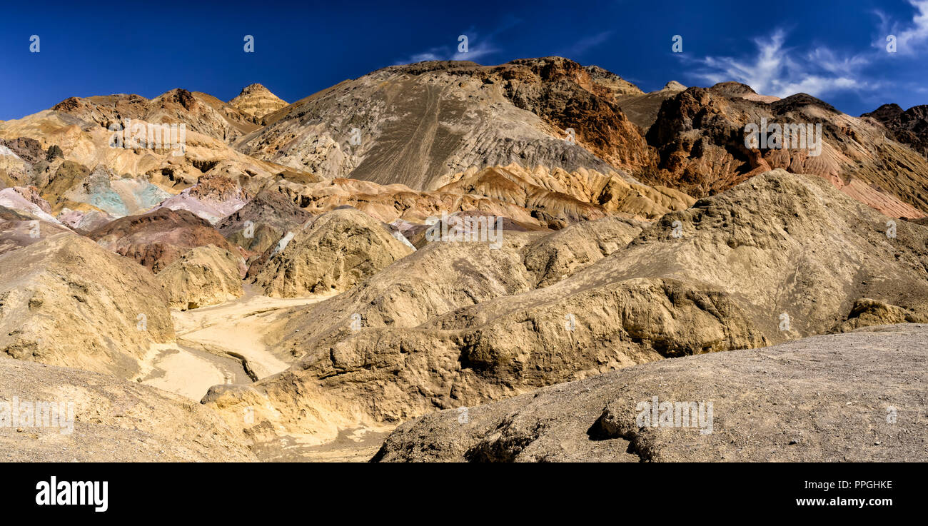 Artist's Palette in Death Valley Nationalpark ist ein Gebiet, auf dem Gesicht der Schwarzen Berge, das für eine Vielzahl von Rock Farben Stockfoto