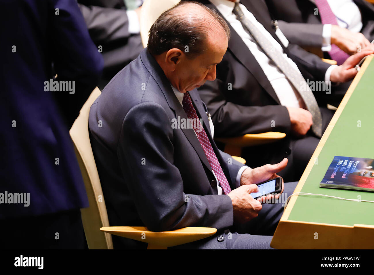 New York, New York, USA. 25 Sep, 2018. Außenminister Aloysio Nunes während der Eröffnung der 73. Tagung der UN-Generalversammlung am Sitz der Vereinten Nationen in New York am Dienstag, 25. Credit: William Volcov/ZUMA Draht/Alamy leben Nachrichten Stockfoto