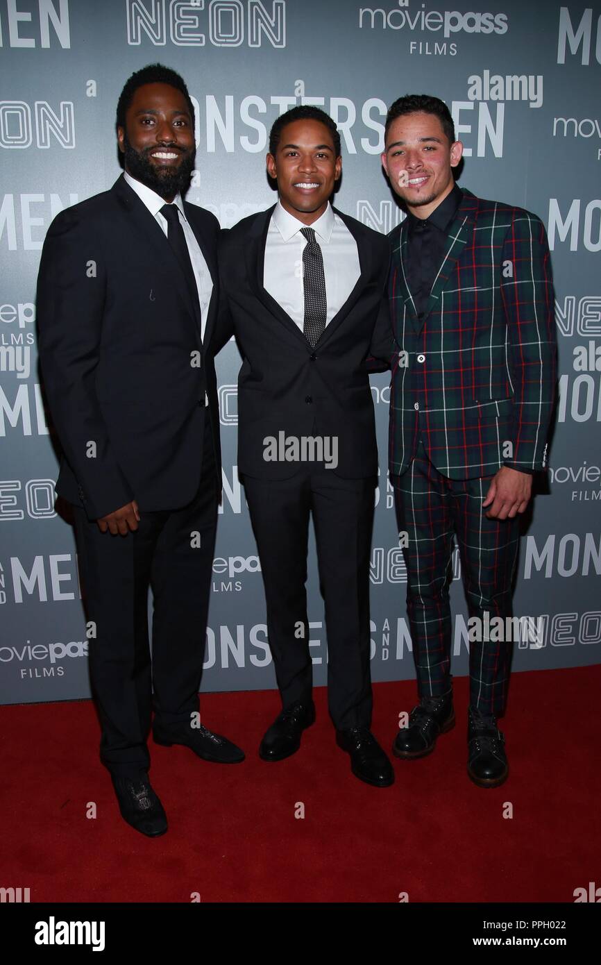 New York, NY, USA. 25 Sep, 2018. John David Washington, Kelvin Harrison Jr. und Anthony Ramos in der Ankunftshalle für Monster und Männer Premiere, BAM Harvey Theatre, New York, NY 25. September 2018. Credit: Jason Mendez/Everett Collection/Alamy leben Nachrichten Stockfoto