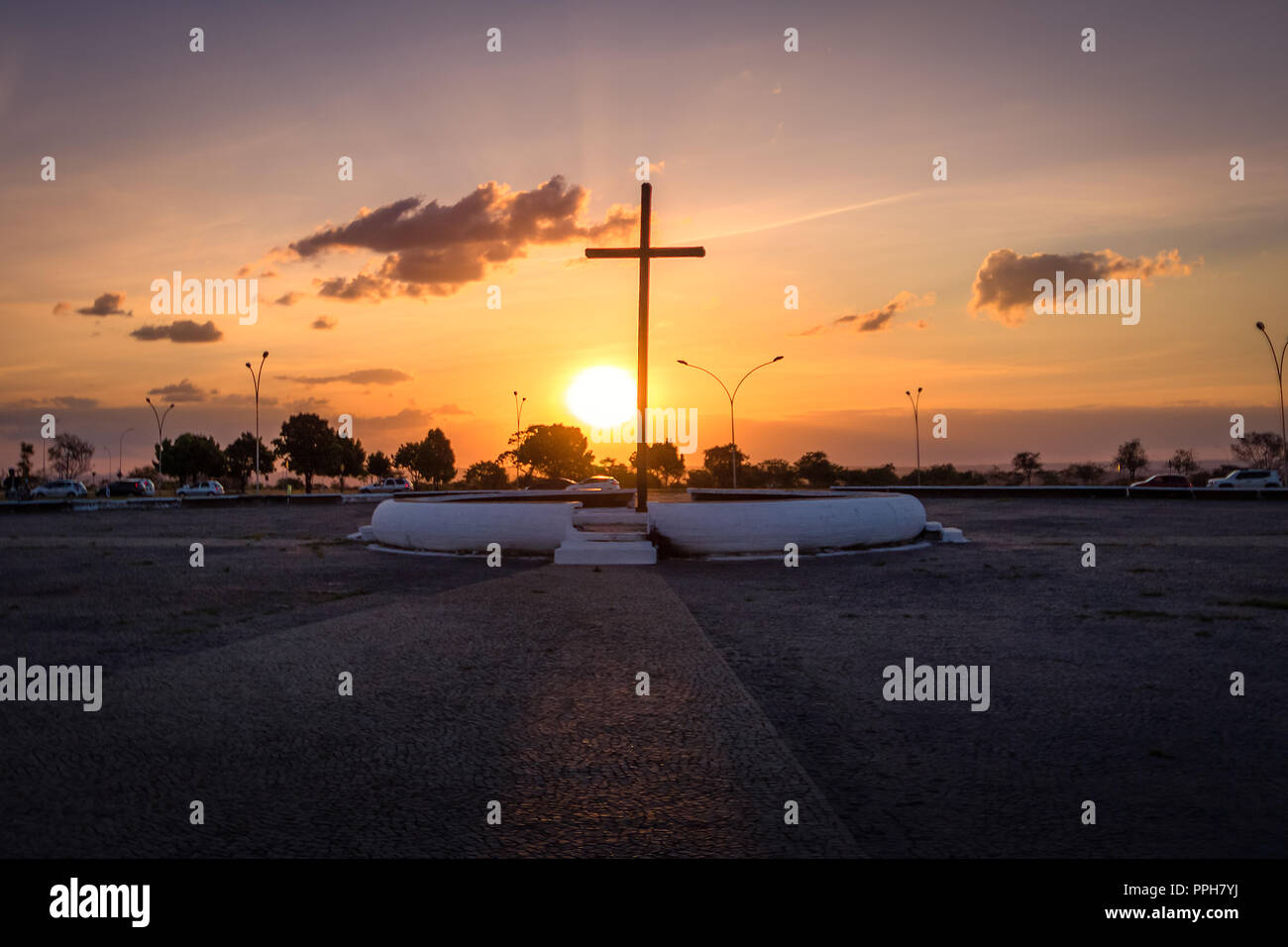 Sonnenuntergang bei Cruzeiro Square - Brasilia, Distrito Federal, Brasilien Stockfoto