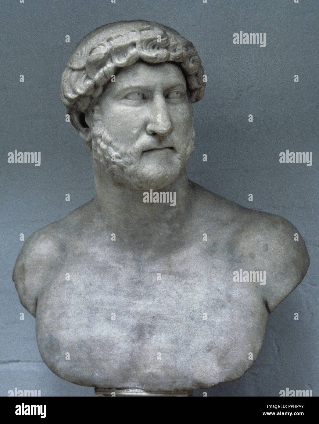 Hadrian (76-138). Römische Kaiser. Hispano-Roman Familie. Dynastie Nervan-Antonine. Büste. c. 140, Vila Montalto, Rom. British Museum. London. UK. Stockfoto