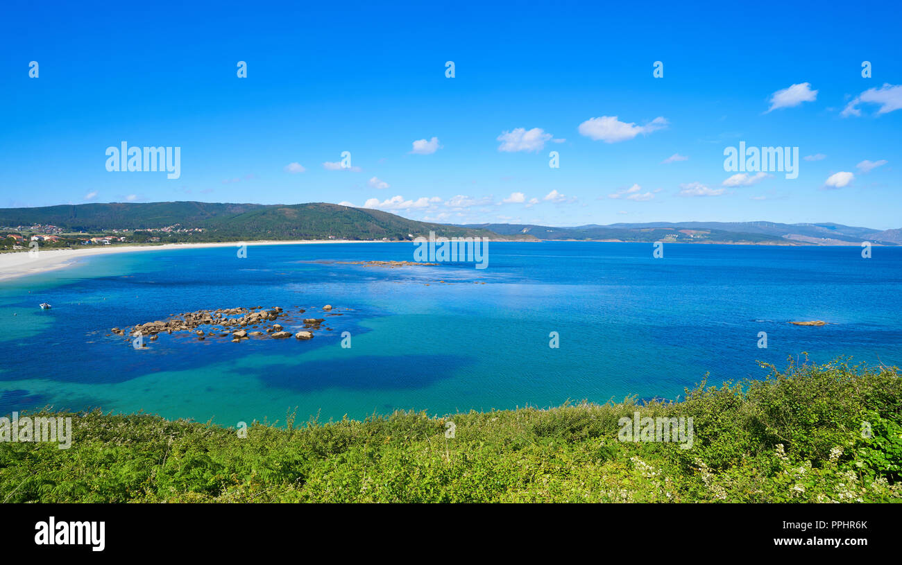 Luftaufnahme von Finisterre langosteira Strand in Galicien Spanien Stockfoto