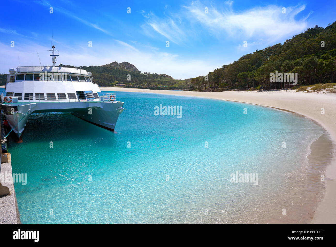 Praia de Rodas Strand im Islas Cies Insel von Vigo in Spanien Stockfoto