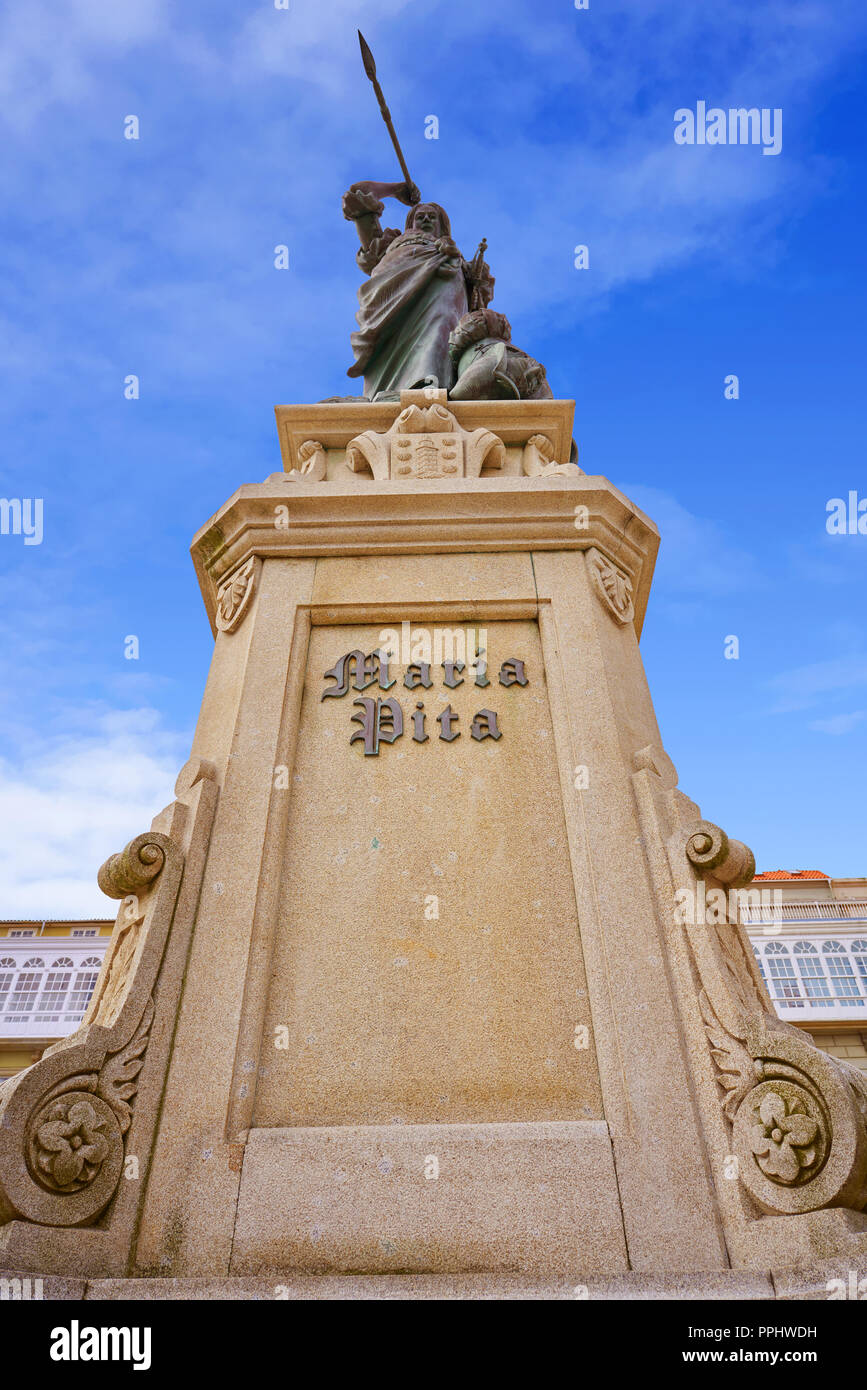 La Coruna Maria Pita Square Denkmal in Galicien Spanien Stockfoto