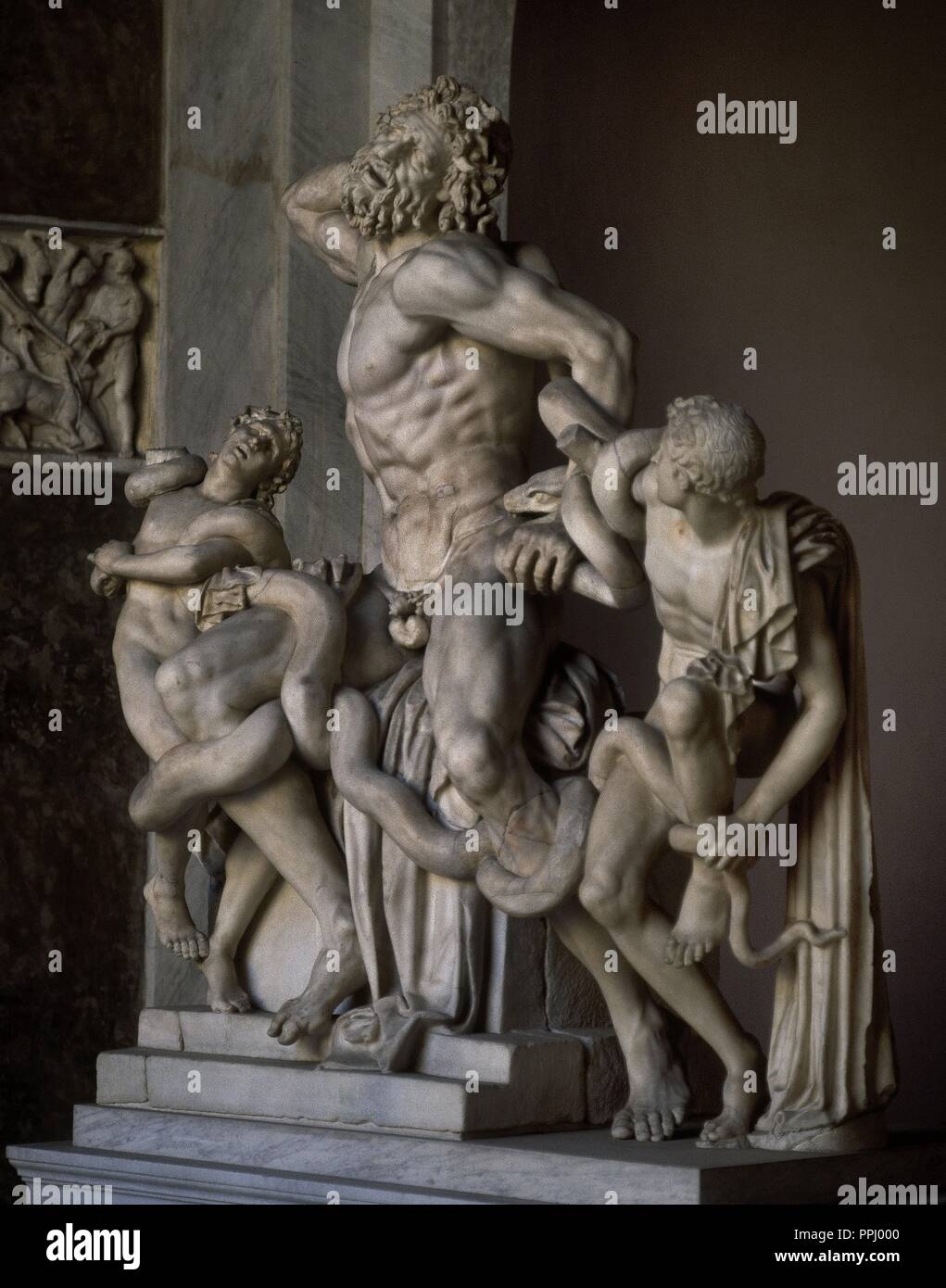 LAOCOONTE Y SUS HIJOS-S ICH AC-ESCULTURA HELENISTICA. Autor: ATANODORO. Lage: MUSEOS VATICANOS - MUSEO PIO CLEMENTINO. VATICANO. Stockfoto