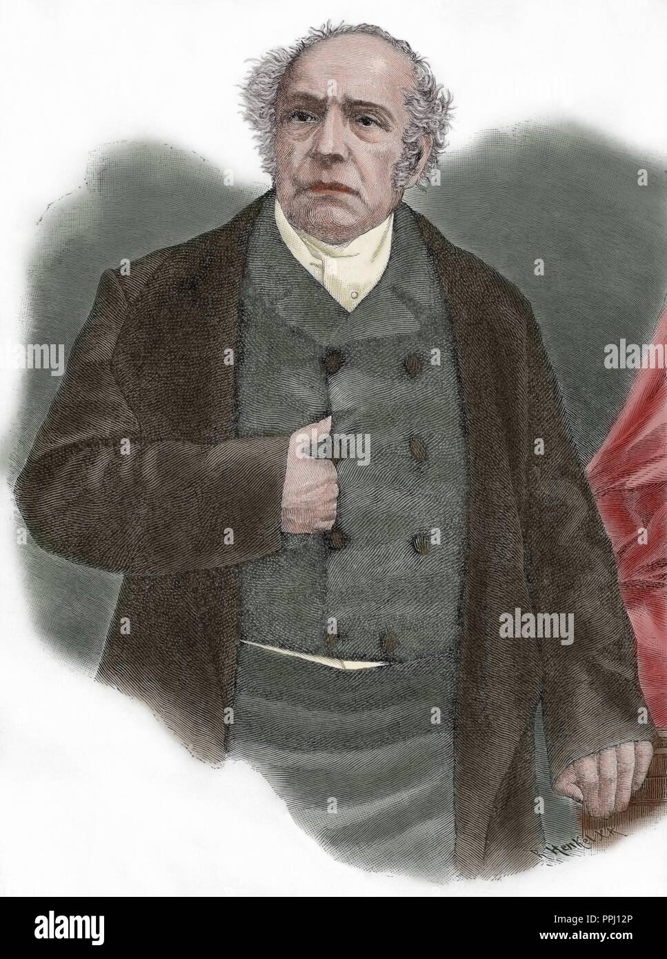 Pierre Antoine Berryer (1790-1868). Französischer Anwalt und Redner. Kupferstich von Universal Galerie, 1868. Farbige. Stockfoto