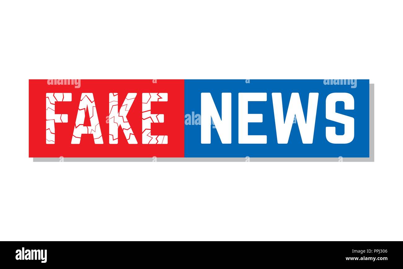 Fake oder Tatsache Button in Rot und Blau. Stock Vektor