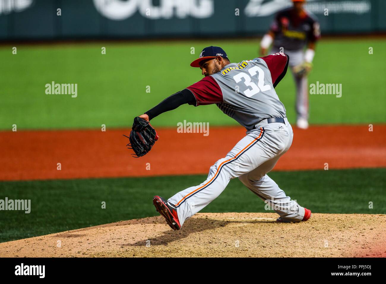 Das baseballspiel der Karibik Reihe gegen die Alazanes der Granma Kuba in Guadalajara, Mexiko, am Freitag, 2. Februar 2018. (AP Foto/Luis Gu Stockfoto