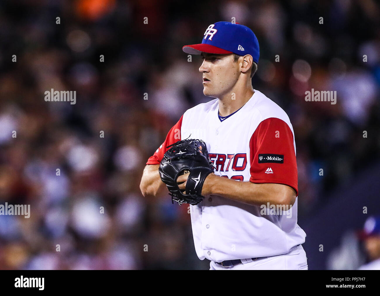 Seth Lugo Krug Inicial de Puerto Rico, durante el World Baseball Classic en Estadio Charros de Jalisco en Guadalajara, Jalisco, Mexiko. Marzo 10, Stockfoto