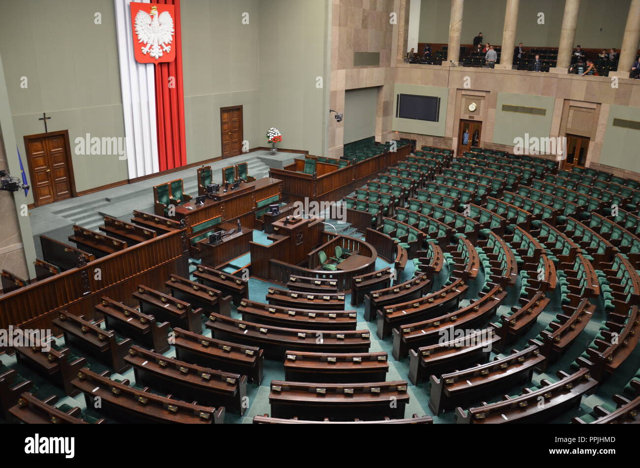Republik Polen Sejm Plenarsaal Stockfoto