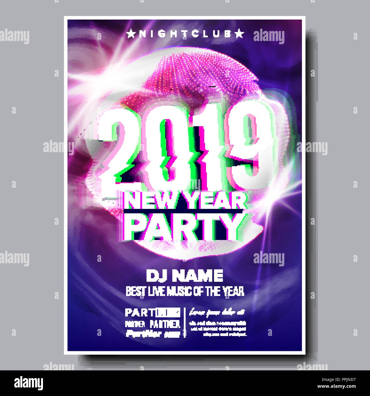 19 Party Flyer Poster Vektor Frohes Neues Jahr Feier Vorlage Winter Hintergrund Design Illustration Stock Vektorgrafik Alamy