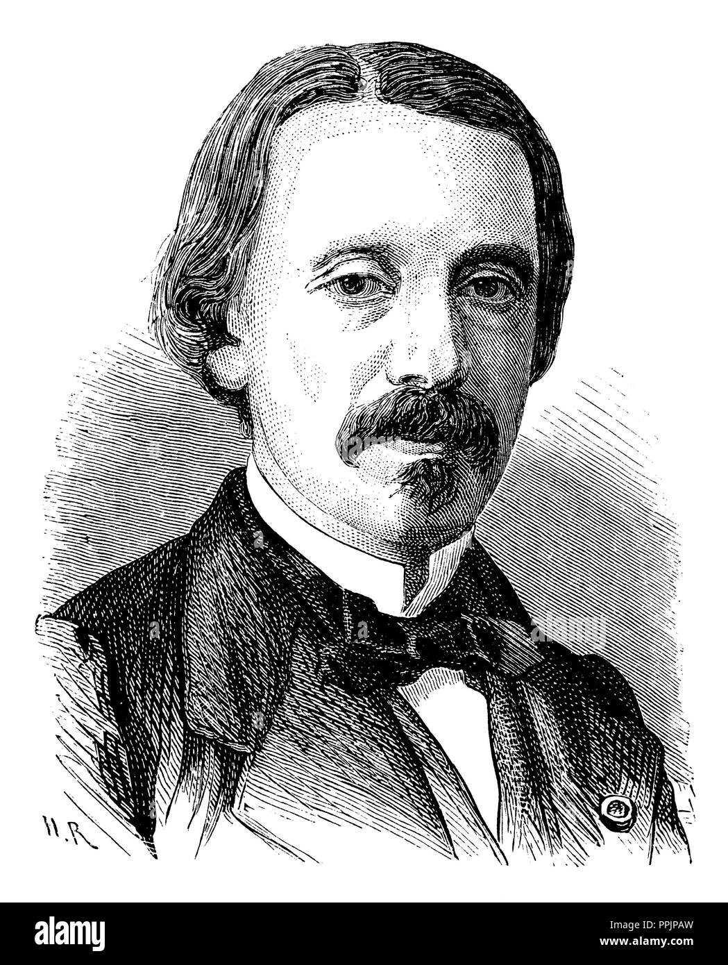 Jean Bernard Léon Foucault (1819-1868), französischer Physiker. Gravur, 1873. Stockfoto