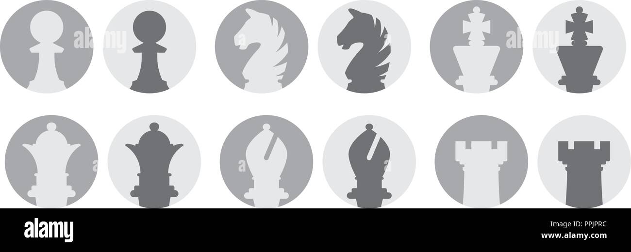 Schachfiguren avatar Vector Icons auf weißem Hintergrund Stock Vektor
