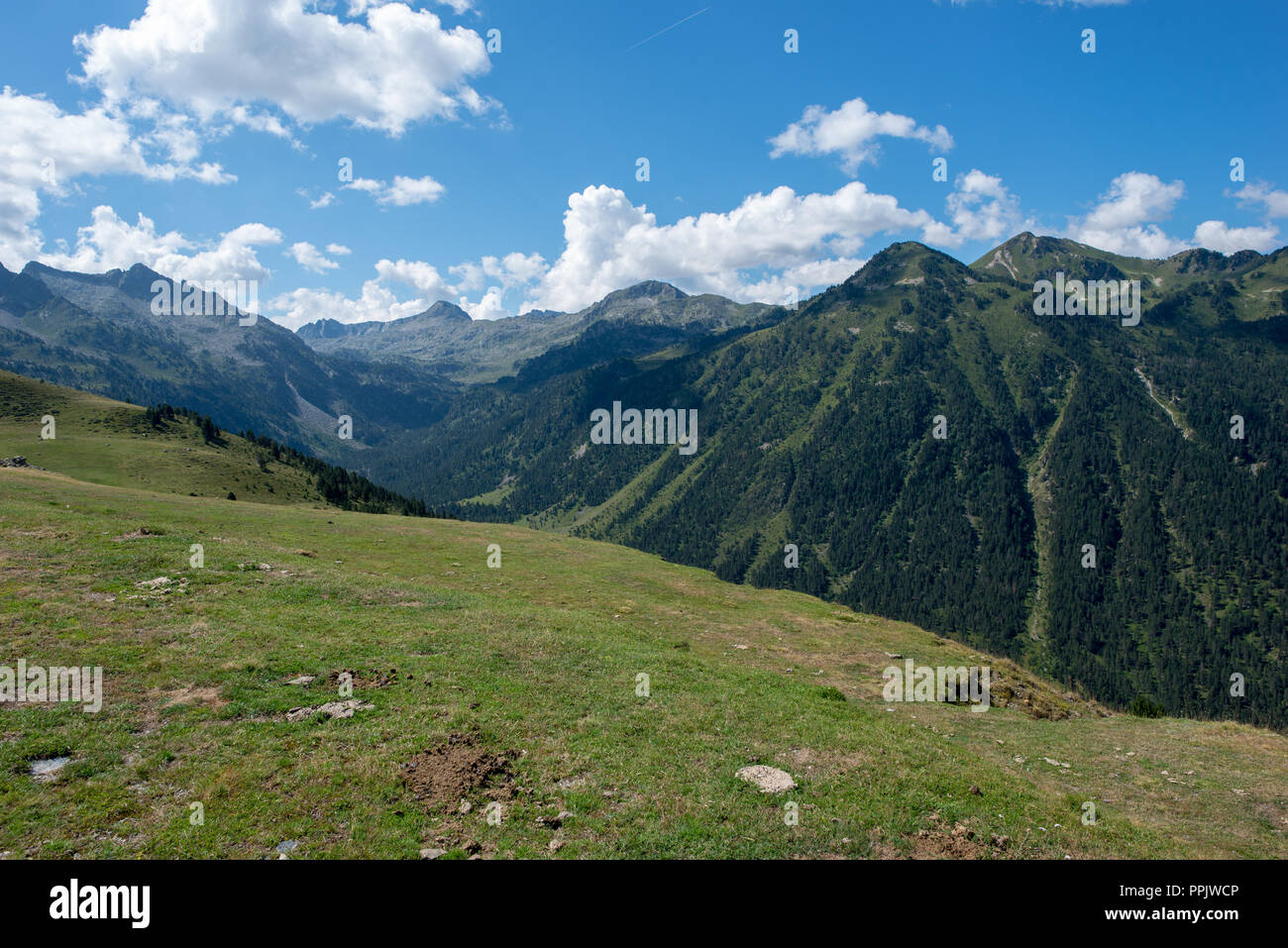 Berge in der bonaigua im Tal von Aran, Pyrenäen, Spanien Stockfoto