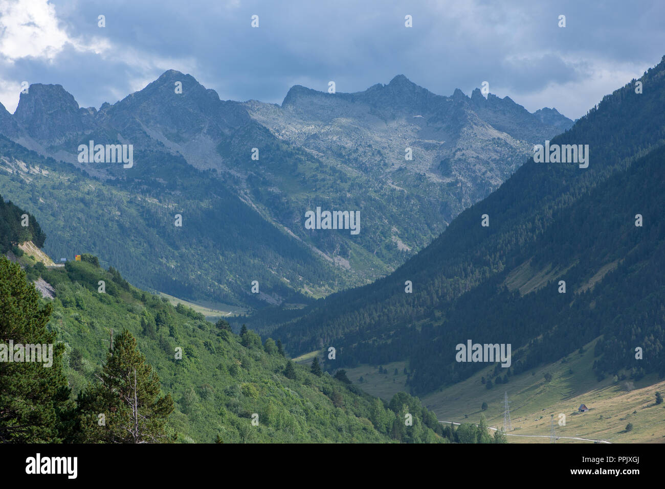 Berge in der bonaigua im Tal von Aran, Pyrenäen, Spanien Stockfoto