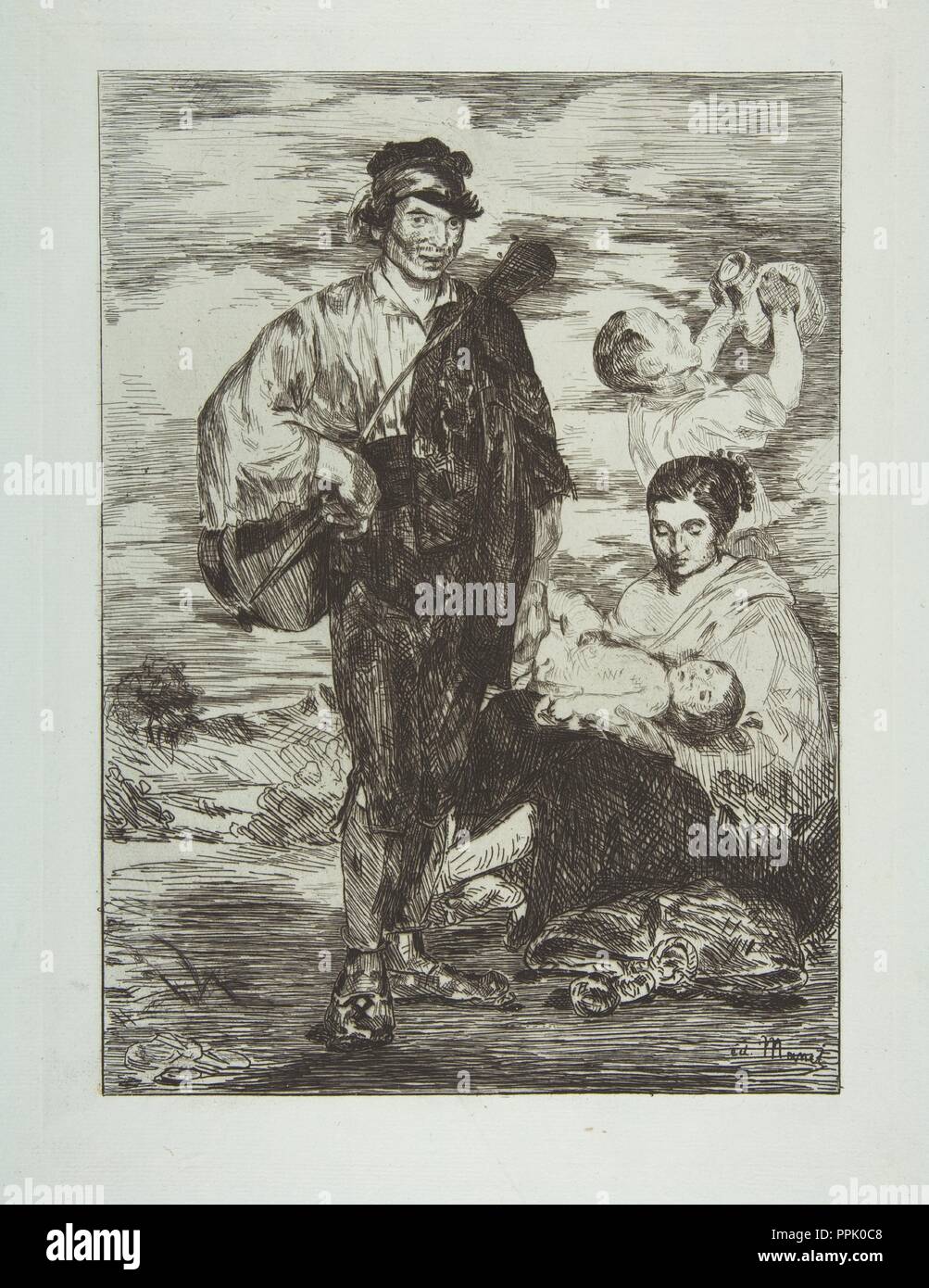 Die Zigeuner (Les Gitanos). Artist: Édouard Manet (Französisch, Paris 1832-1883 Paris). Abmessungen: Platte: 12 x 9 3/8 in. (30,5 x 23,8 cm) Blatt: 17 5/8 x 11 5/8 in. (44,8 x 29,5 cm). Datum: 1862. Museum: Metropolitan Museum of Art, New York, USA. Stockfoto