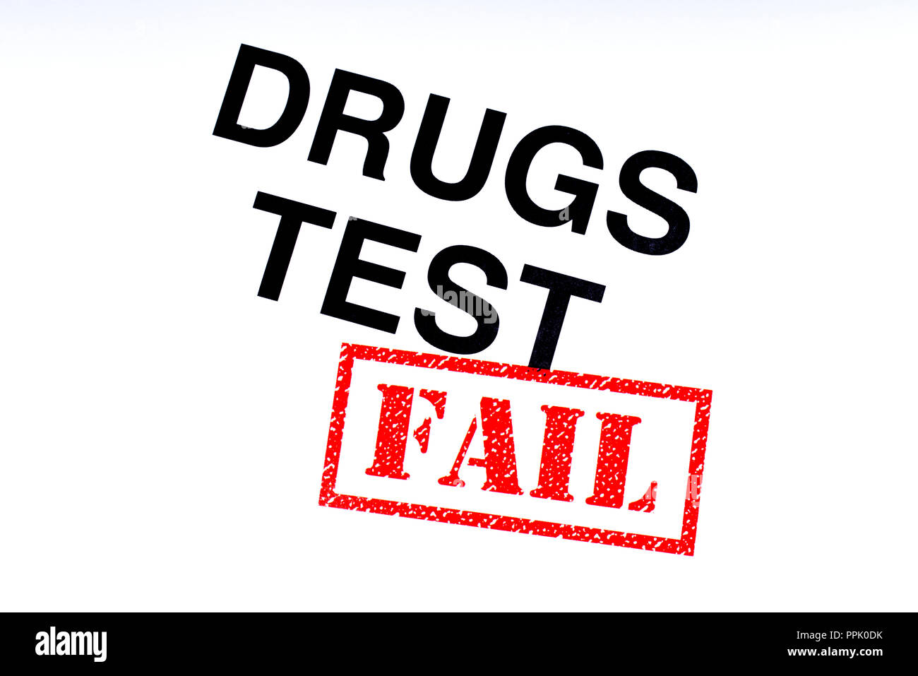 Drogen Test Überschrift versehen mit einem roten Stempel ausfallen. Stockfoto