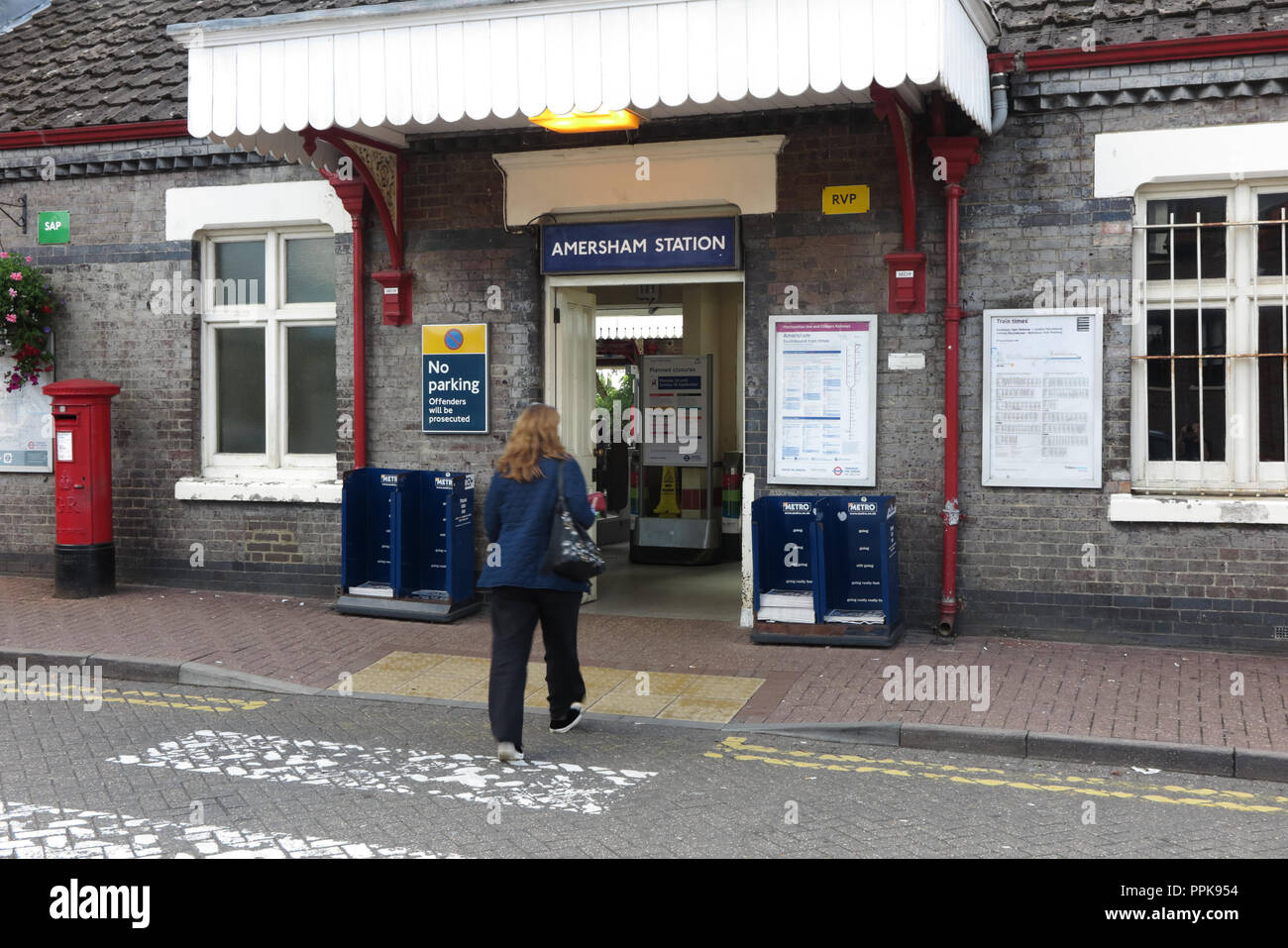 Der Bahnhof und die U-Bahnstation, Amersham, Buckinghamshire Stockfoto