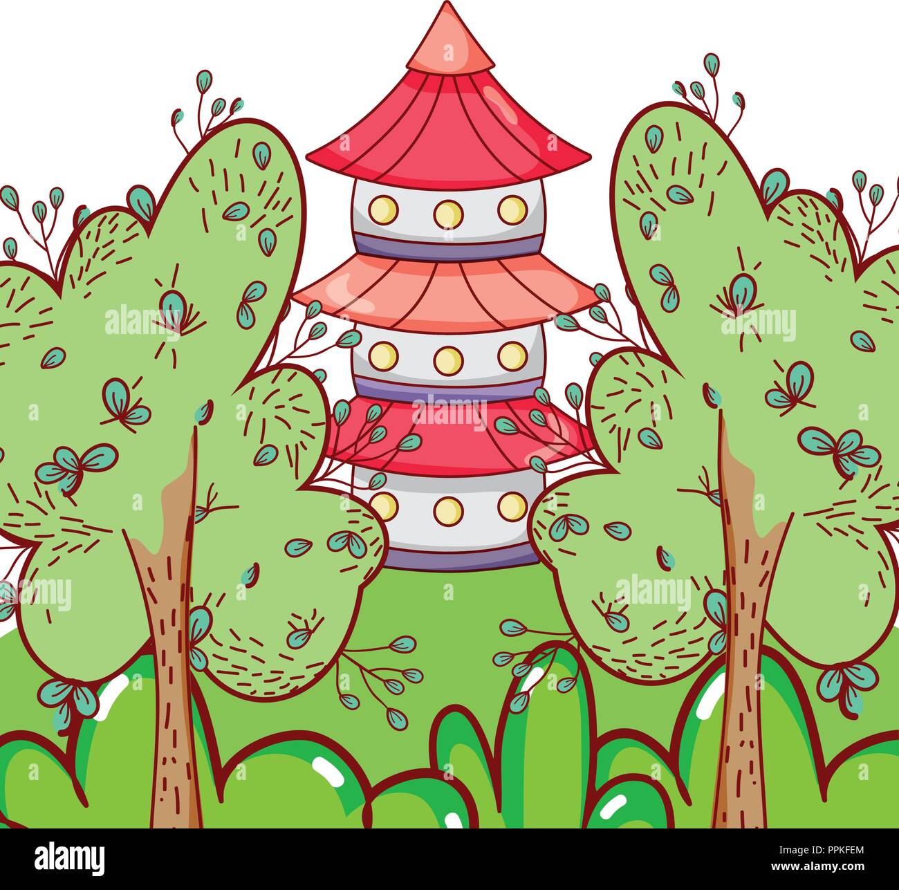 Astian Turm auf die Natur Stock Vektor