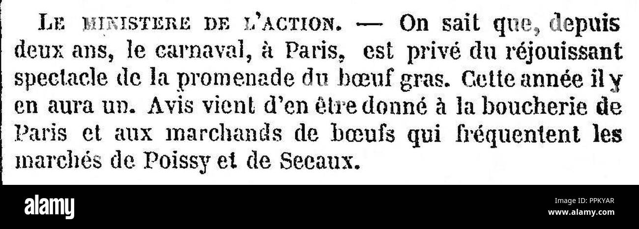 Boeuf Gras 1850 - La Feuille du Village. Stockfoto