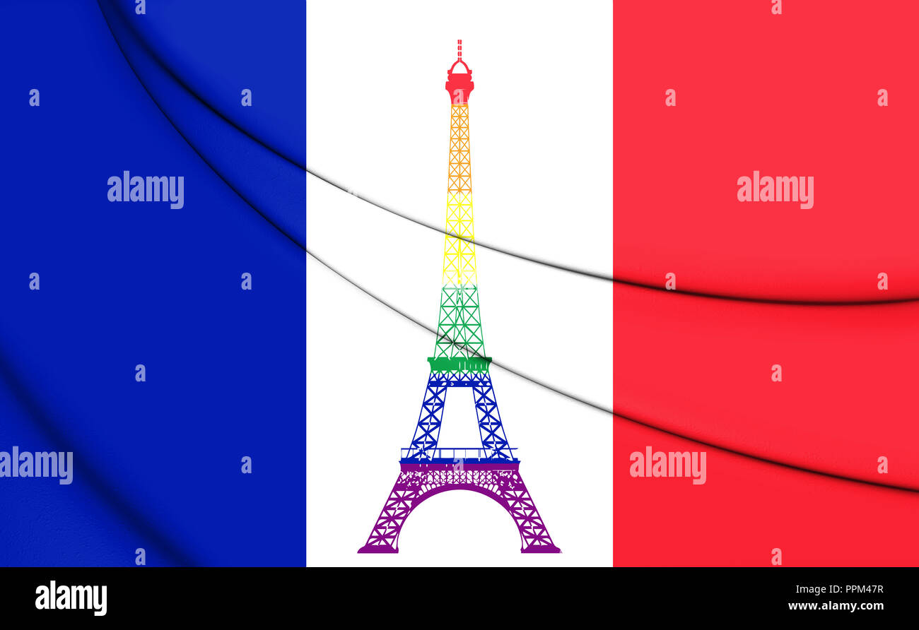 3D-Frankreich Gay Flagge. 3D-Darstellung. Stockfoto