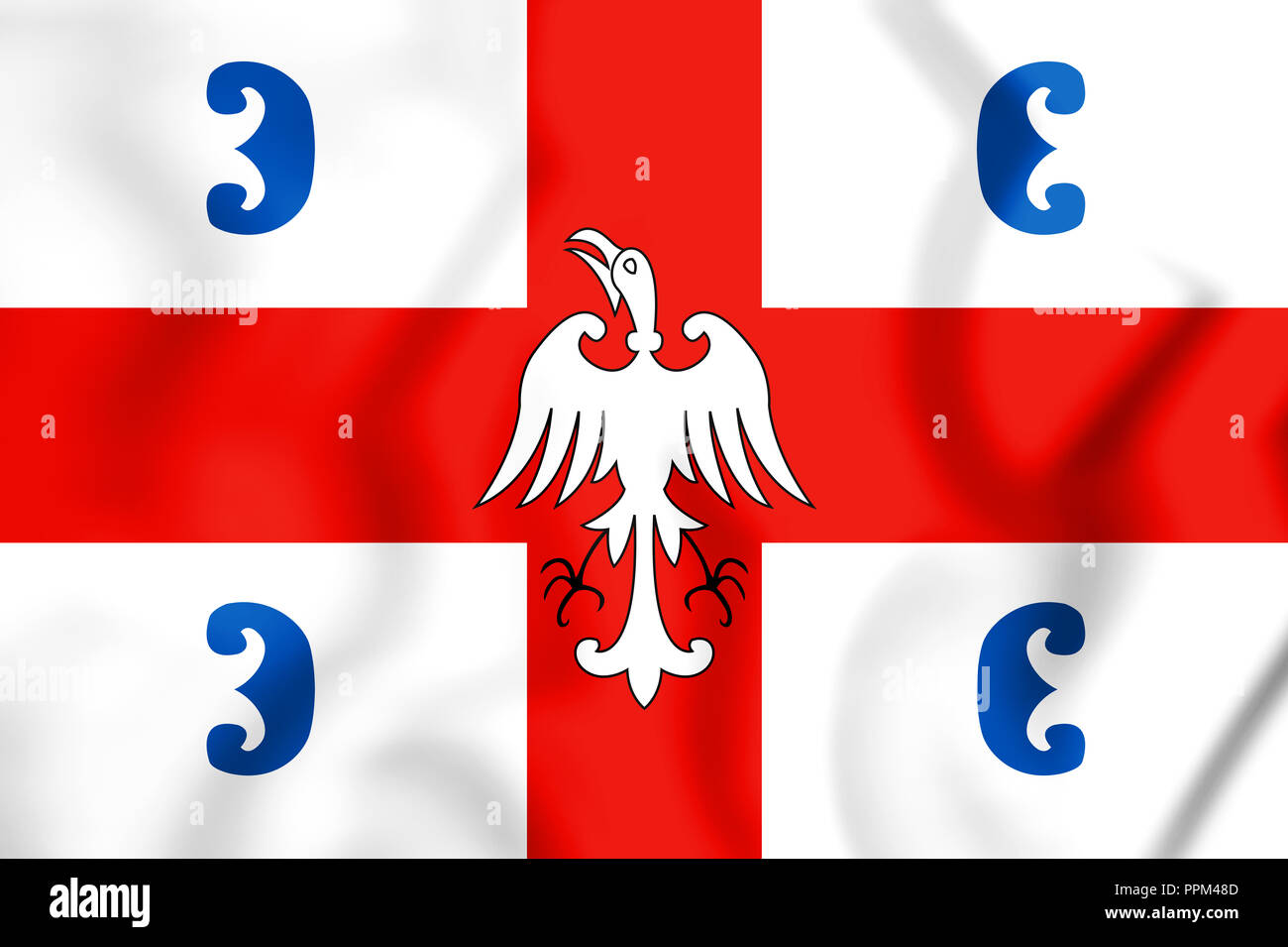 3D Mrnjavcevic Banner, Serbien. 3D-Darstellung. Stockfoto