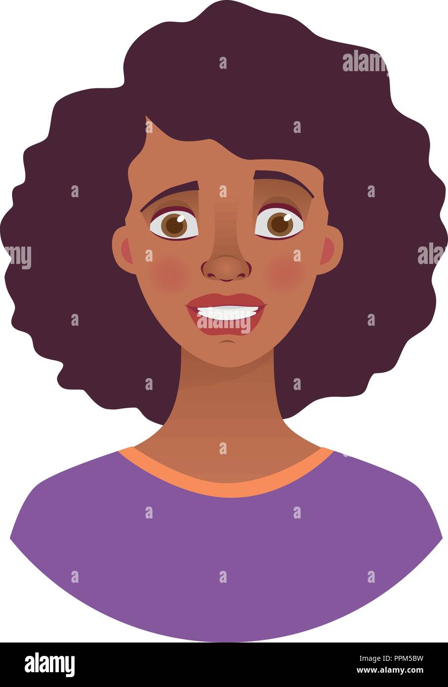 Portrait der afrikanischen Frau. Gefühle der afrikanischen amerikanischen Frau Gesicht. Gesichtsausdruck. Afrikanisches Mädchen Vector Illustration Stock Vektor