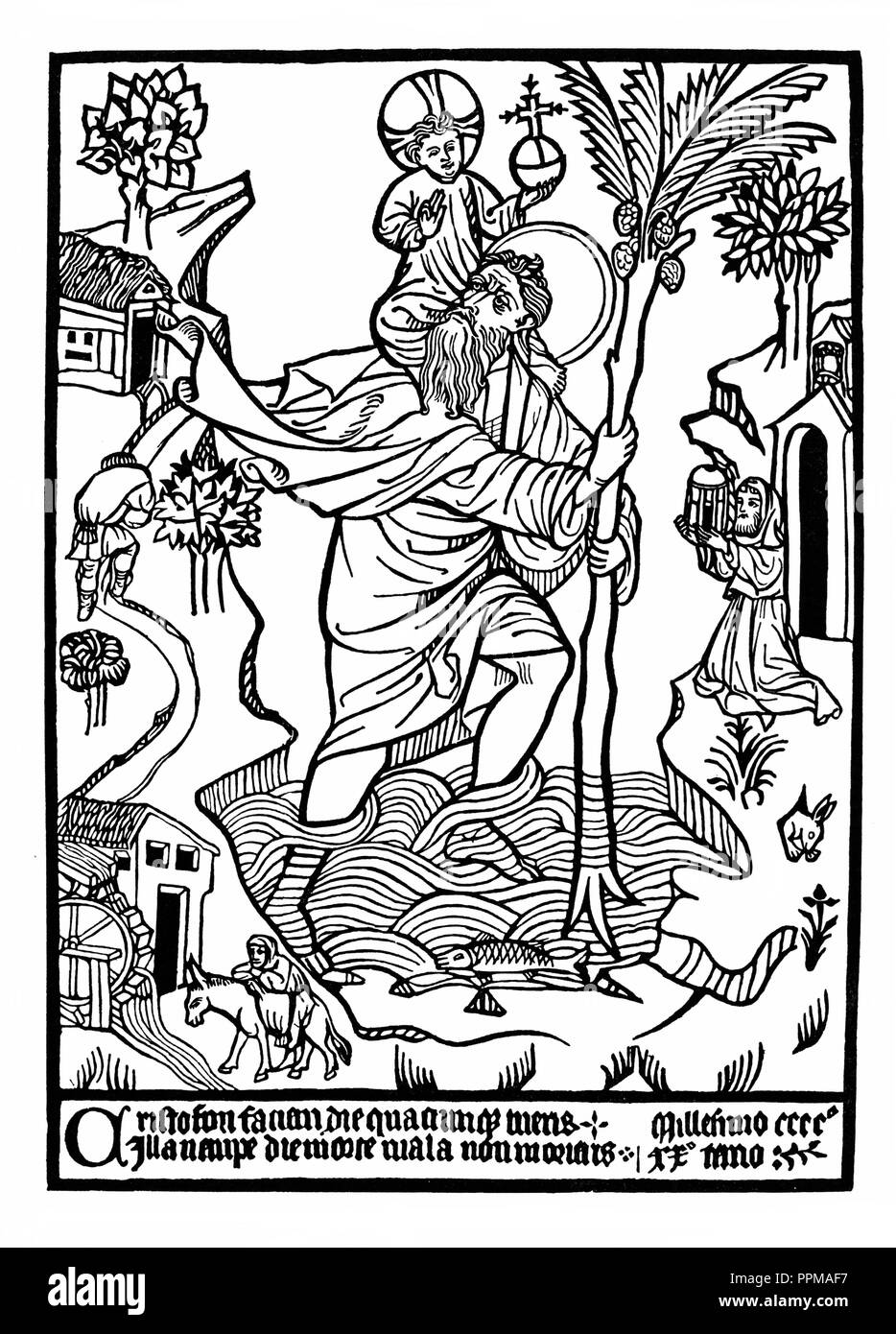 St. Christophorus mit Jesus auf seine Schulter. Langa, Stockfoto