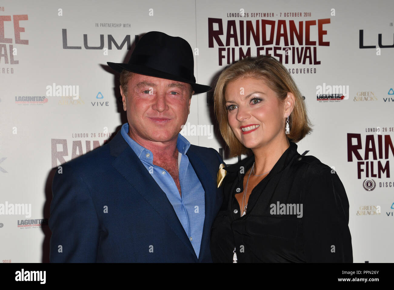 London, Großbritannien. 26. September 2018. Michael Flatley, Niamh O'Brien besucht die Raindance Eröffnungsgala 2018 Vue West End, den Leicester Square am 26. September 2018 in London, England statt. Bild Capital/Alamy leben Nachrichten Stockfoto