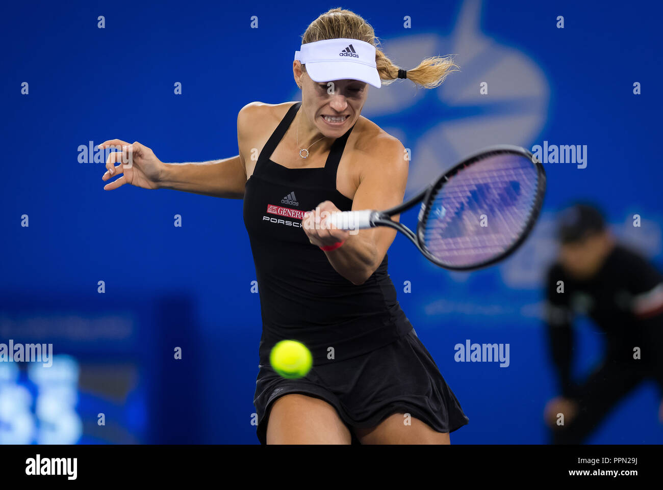 Wuhan, China. September 26, 2018 - Angelique Kerber in Deutschland in Aktion während ihrer dritten Runde am 2018 Wuhan Dongfeng Motor öffnen WTA Premier 5 Tennis Turnier (Credit Bild: © AFP7 über ZUMA Draht) Stockfoto