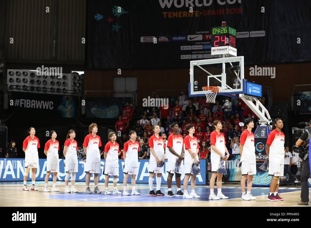 San Cristobal de La Laguna, Teneriffa, Spanien. 22 Sep, 2018. Japan Team Group (JPN) Basketball: Japan Spieler vor der FIBA Basketball der Frauen-WM 2018 Gruppe C Spiel zwischen Japan 71-84 Spanien im Pabellon de Deportes de Tenerife Santiago Martin in San Cristobal de La Laguna, Teneriffa, Spanien. Credit: Yoshio Kato/LBA/Alamy leben Nachrichten Stockfoto